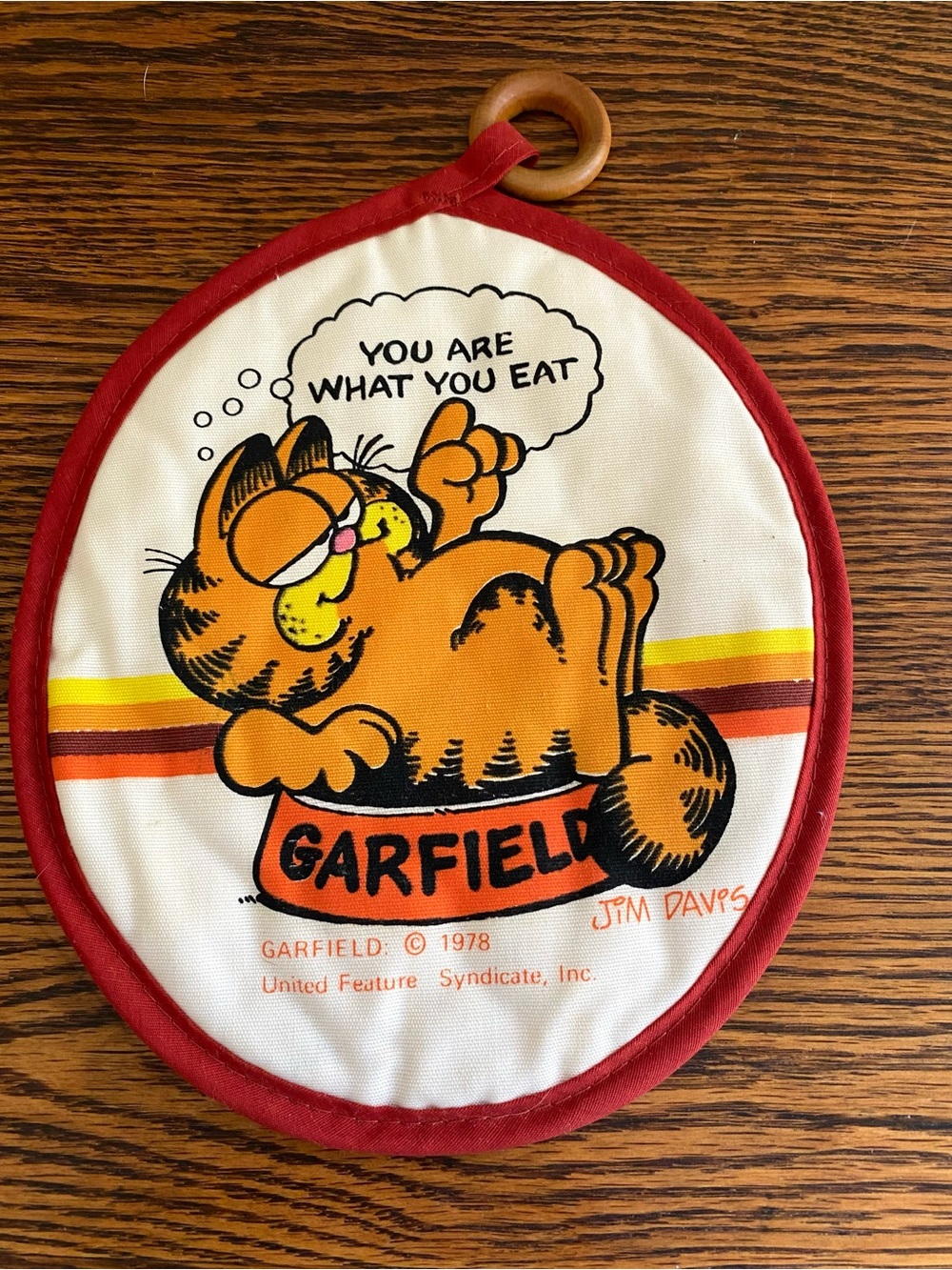 Vintage 1978 Garfield "You Are What You Eat" Oven Potholder Hot Pad